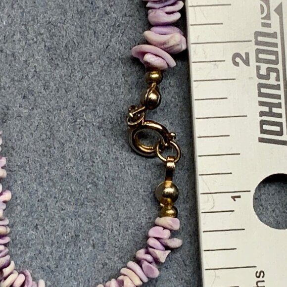 Puka Shell Beaded Bracelet 7 In Smooth Light Purple Gold Beachy Boho Organic - Picture 4 of 4